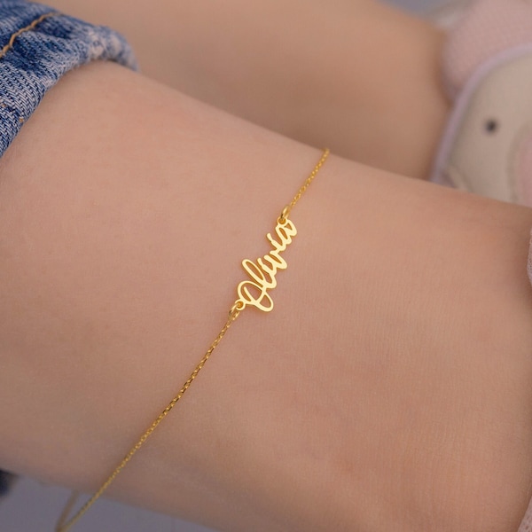 14k Solid Gold Name Anklet, Anklet with Name, Personalized Gifts, Personalized Anklet, Name Anklet, Mothers Day Gift, Gift for Women