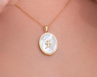 Pearl Letter Necklace , Mother Of Pearl Letter Necklace , Silver Pearl Initial Necklace , Custom Necklace , Initial Pearl Necklace