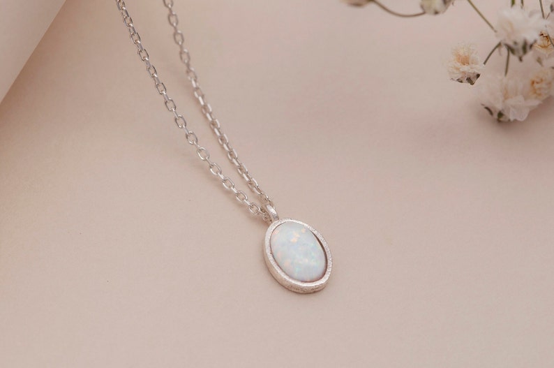 14k Solid Gold Opal Necklace Sterling Silver 925 Opal Etsy
