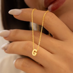 14k Gold Initial Halskette, Bubble Letter Halskette, Brief Halskette, Initial Halskette, Bubble Name Halskette, Weihnachtsgeschenk, Ballon Halskette