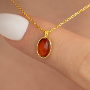 14k Gold Carnelian Crystal Necklace, Carnelian Stone, Raw Stone Necklace, Good Luck Pendant, Red Real Gemstone Pendant, Witchy Jewelry