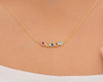 Collana con pietra portafortuna in oro massiccio 14k, gioielli con pietra portafortuna, collana con pietra portafortuna per la famiglia, regalo di Natale, regalo per la mamma, regalo di compleanno, regalo per la mamma