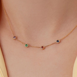Family Birthstone Necklace, Personalized Multi Birthstone Necklace,  Birthstone Jewelry, Birthstone Necklace, Personalized Gift, Custom Gift