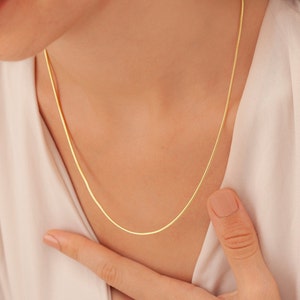 Dainty Gold Snake Chain Necklace, Silver, Gold, Rose Gold Snake Chain Necklace, Herringbone Necklace, Dainty Snake Necklace, Gift for Her