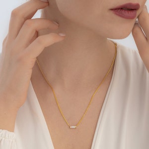 Opal Necklace, Dainty Opal Necklace, Baguette Opal Necklace, Opal Jewelry, October Birthstone Necklace, Minimalist Necklace, Gift for