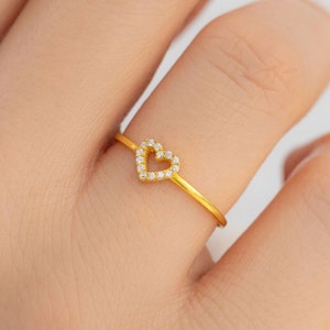 Heart Ring, 14k Gold Heart Ring, Minimalist Ring, Stacking Ring, Dainty Heart Ring, Gift for Her, Mothers Day Gift, Gift for Mom, Tiny Ring