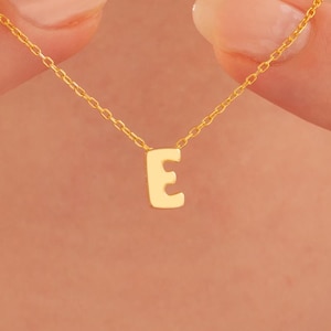 14k Solid Gold erste Halskette, Blase Brief Halskette, Gold Buchstabe Halskette, Gold erste Halskette, erste Halskette Gold