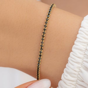 Tennis Bracelet, Gold Tennis Bracelet, Onyx Tennis Bracelet, Dainty Bracelet, Onyx Bracelet, Gift for Her, Minimalist Bracelet, Mother Gift