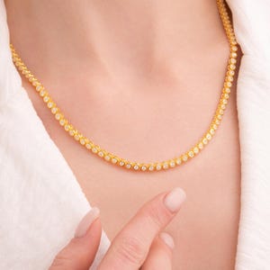 14k Gold Dainty Tennis Choker Necklace , CZ Diamond Delicate Necklace Gold Silver , Tennis Necklace , Bridal Necklace