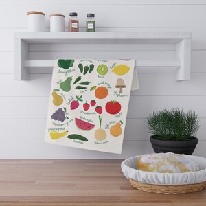 A-B-C-Veggie Tea Towel, Housewarming present, Kitchen Towel, Cotton Dish Towel, Hostess gift, Teacher Appreciation gift, Cooking Essentials