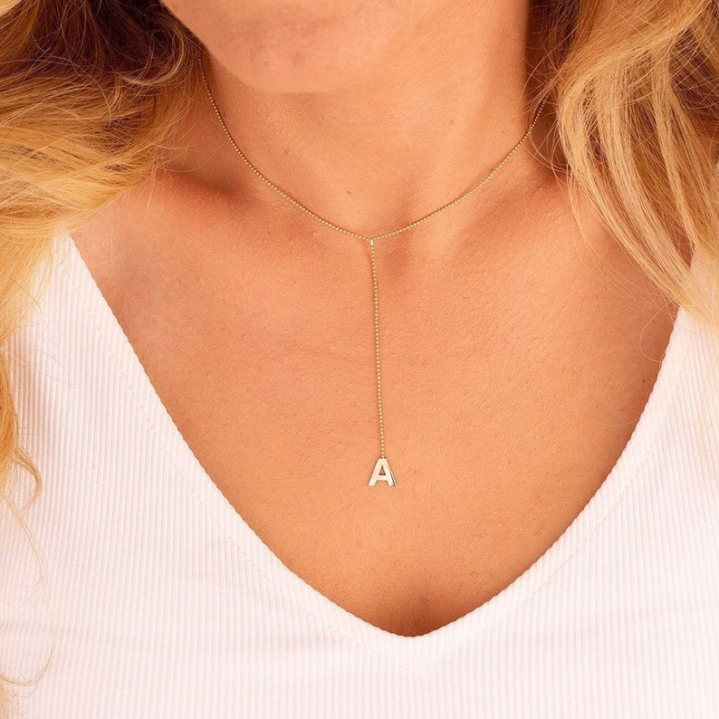 SOLID 14ct GOLD Initial Necklace Choker Necklace Letter Etsy