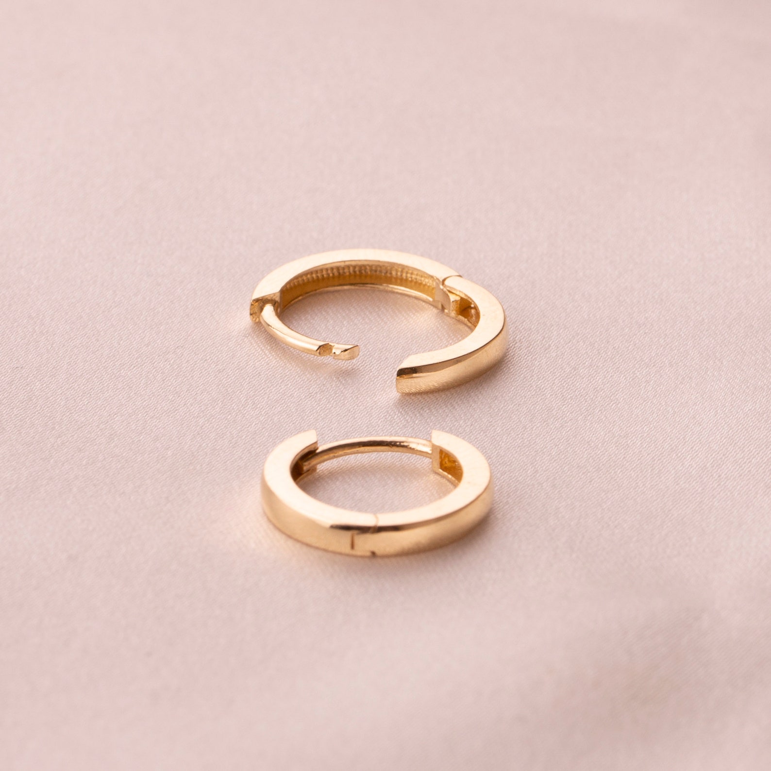 Ct Solid Gold Mini Hoop Earrings Small Gold Hoop White Etsy