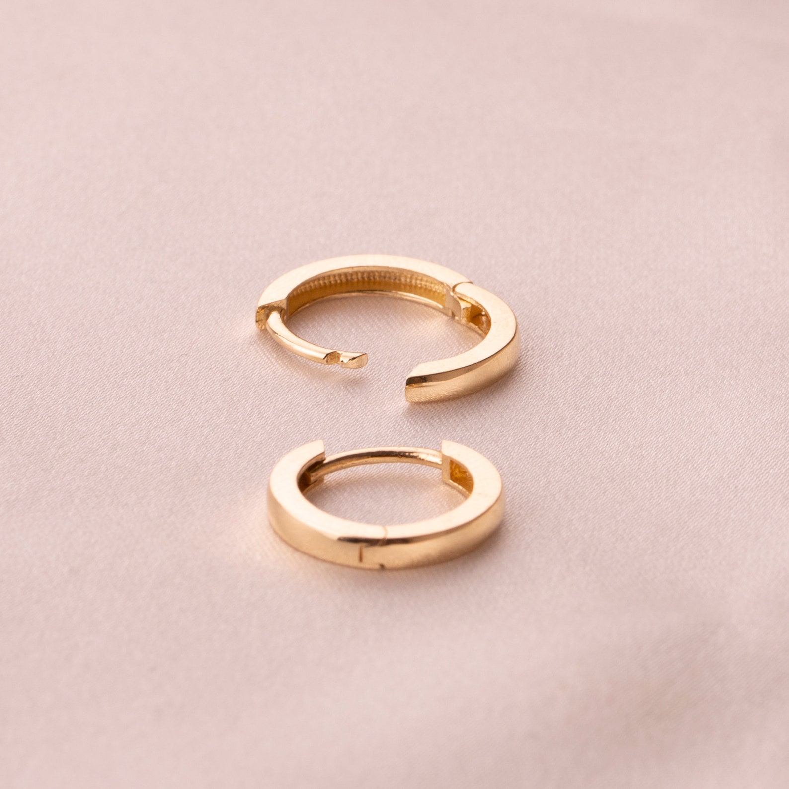 14ct SOLID GOLD Mini Hoop Earrings Small Gold Hoop White Etsy
