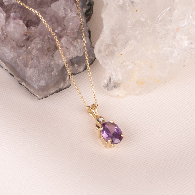 14ct Solid Gold Amethyst Necklace Solid Gold Etsy