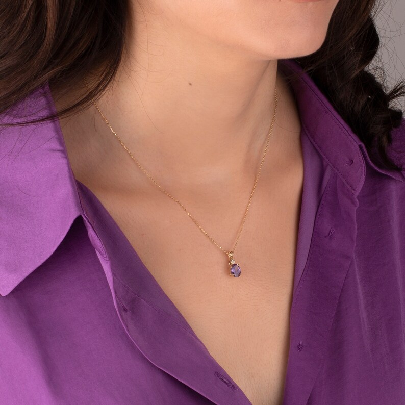 14ct Solid Gold Amethyst Necklace Solid Gold Etsy