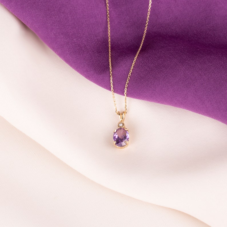 14ct Solid Gold Amethyst Necklace Solid Gold Etsy