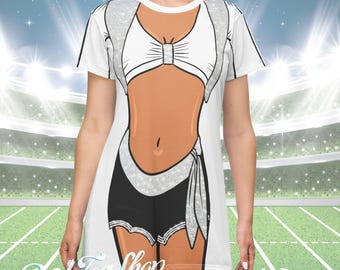 Raiders Cheerleader Uniform Tshirt Dress: Game Day, Football | Bod Tee Shop