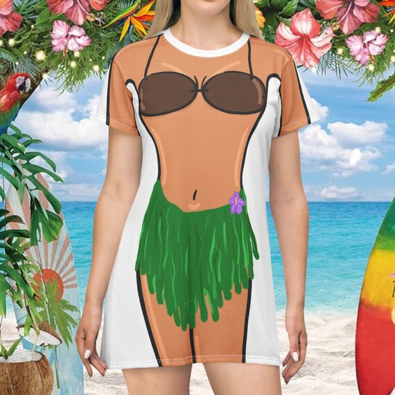 Tropical Bikini Body Tshirt Dress Luau Hawaiian Pool Party Halloween Costume Swimsuit Coverup Bod Tee Shop Etsy