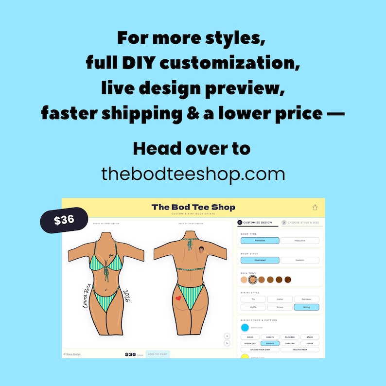 Custom Bikini Body Tshirt Dress: Coverup, Halloween, Bachelorette Party | Bod Tee Shop image 2