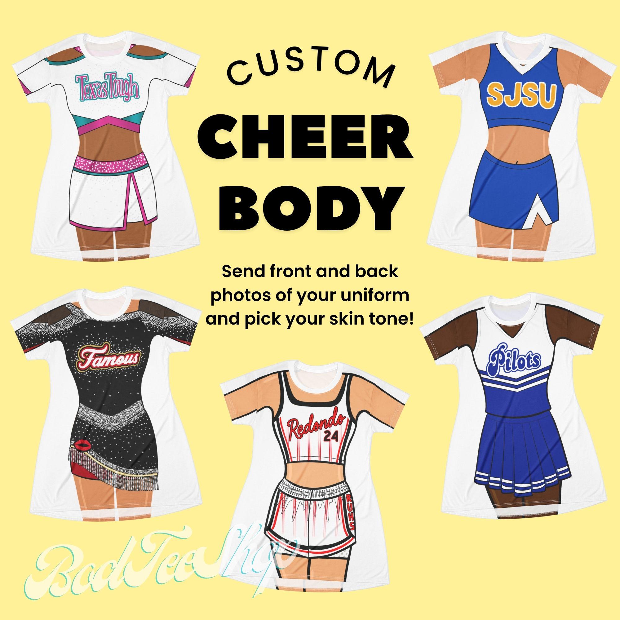 Custom Cheer Uniform Body Tshirt Dress: Coverup, Halloween, Cheerleader, Football | Bod Tee Shop - Etsy Custom Cheer Uniform Body Tshirt Dress: Coverup, Halloween, Cheerleader, Football | Bod Tee Shop - Etsy