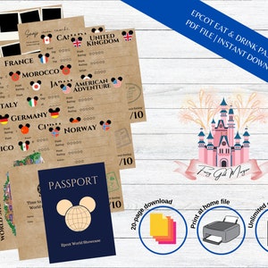 PDF Epcot eten en drinken World Showcase paspoort digitale download, perfect cadeau, Orlando, WDW Adventure Planner Florida | Feegod Morgan