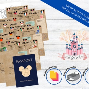 PDF Epcot Activity Passport World Showcase, perfect voor kinderen, digitale download, Orlando Florida, WDW Adventure Planner | Feegod Morgan