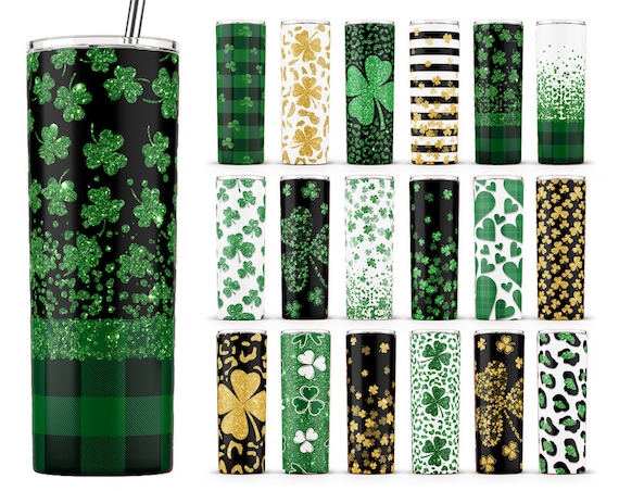 St Patrick&#39;s Day Tumbler png Bundle, St Patricks Day Tumbler Sublimation Designs, Shamrock Tumbler Wrap png, Clover Tumbler Sublimation