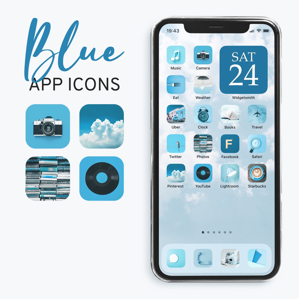 Blue iOS App Icons Blue Home Screen App Icons iOS 14 Blue Etsy