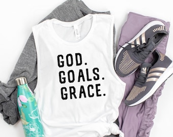 God Goals Grace Christian Workout Tank, Christian Gym Tanktop, Motivational Christian Tank, Inspiring Christian Tank, Christian Youth Group