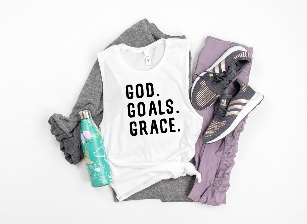 God Goals Grace Christian Workout Tank, Christian Gym Tanktop ...