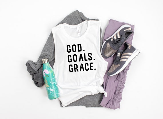 God Goals Grace Christian Workout Tank, Christian Gym Tanktop, Motivational Christian Tank, Inspiring Christian Tank, Christian Youth Group