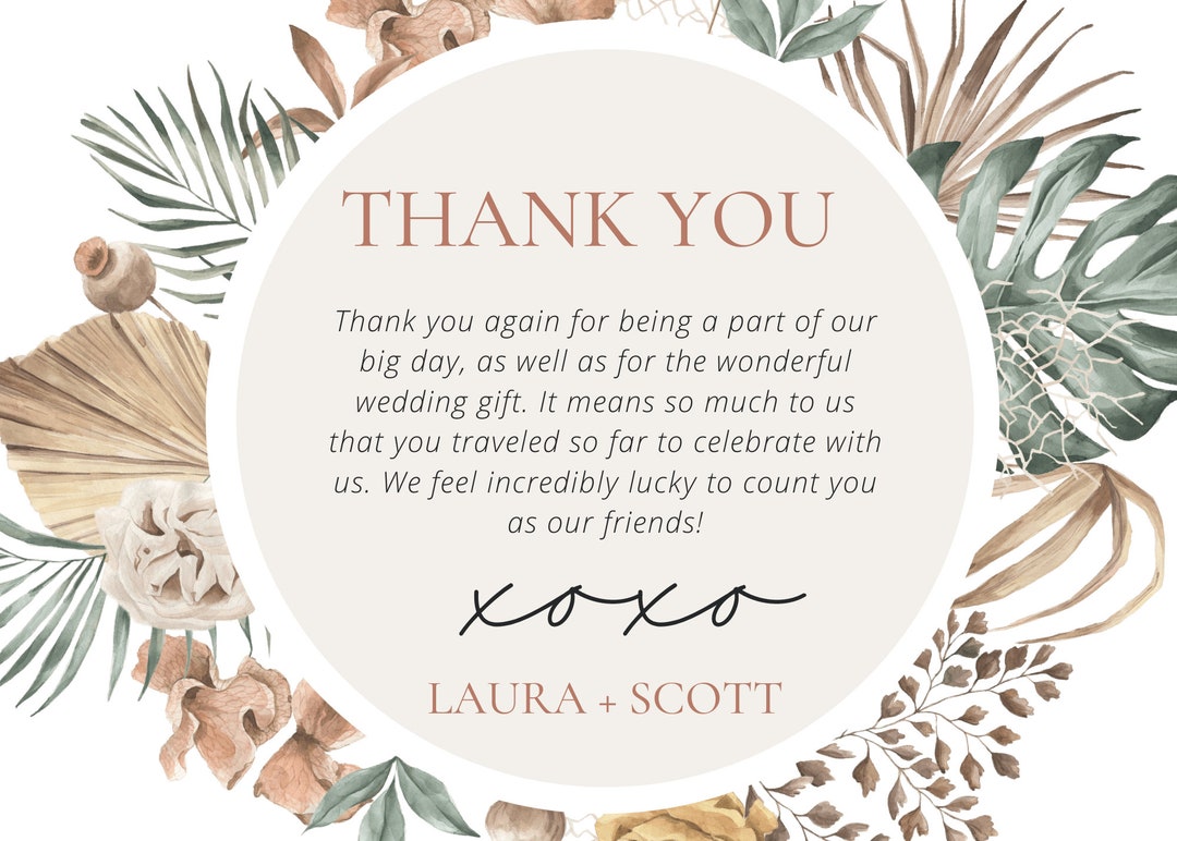 Floral Aesthetic Thank You Card digital customizable Etsy