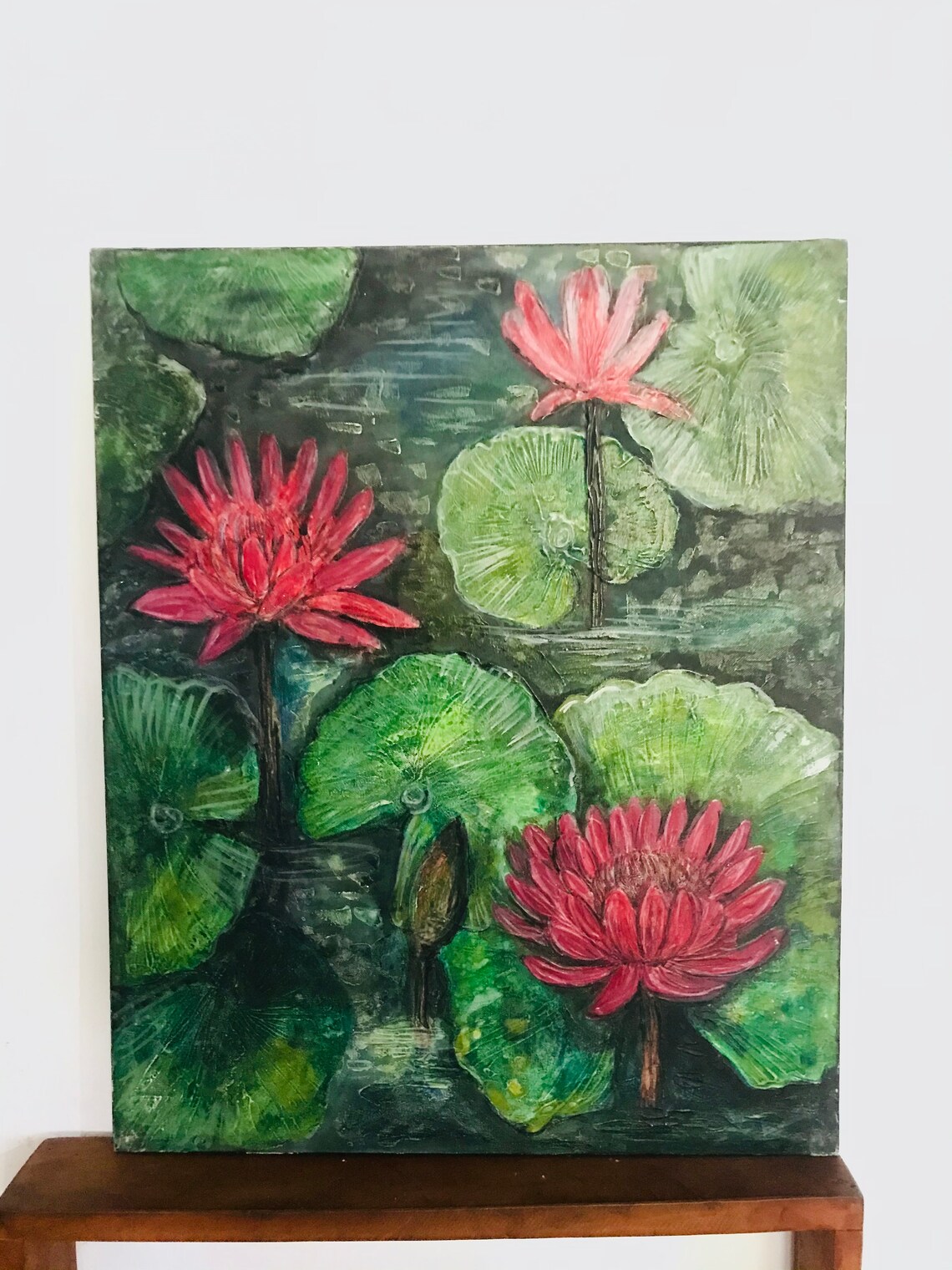 Lotus Flower wallhanging abstract paintabstract wall Etsy