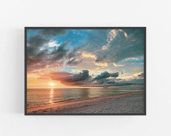 Photography Print: Bright Moment- Beach Sunset Photo, Home Decor