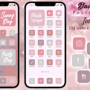 Pastel Pink ios14 Icon Set | 816 icons - 6 styles | Magenta Aesthetic |  Widget Smith | Quote and Photo Widgets | Customize Home Screen
