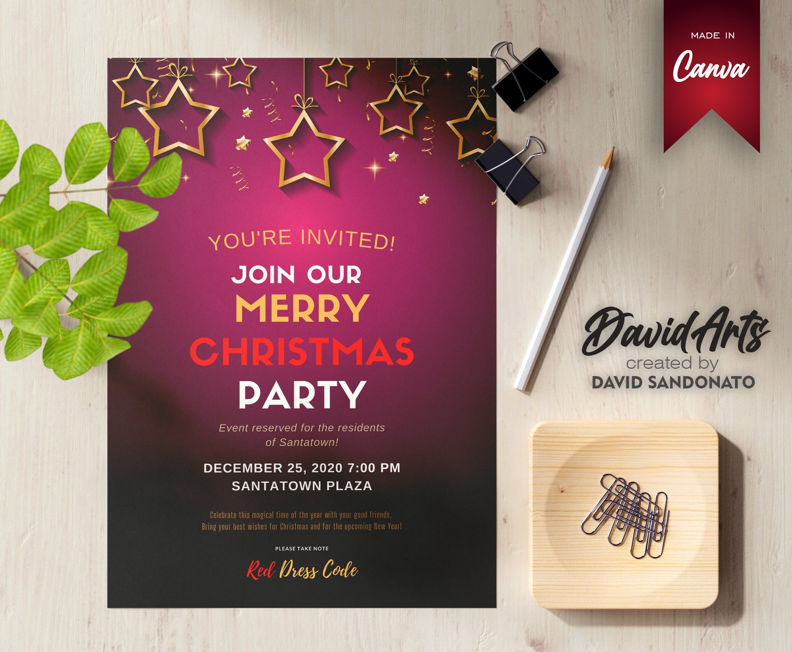 Christmas A4 Flyer Template for CANVA Editable Merry Etsy
