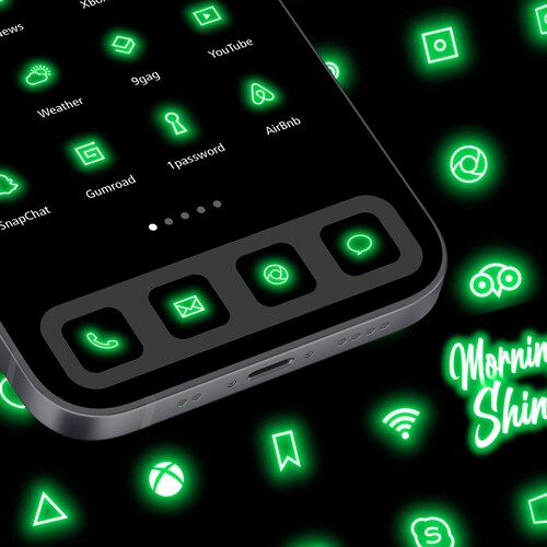 Neon Green Ios14 Icon Set 136 Icons And Backgrounds Iphone Etsy