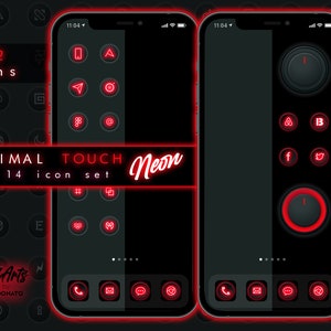 Super RED Minimal Touch NEON Ios14 Icon Set 272 Icons and Backgrounds ...