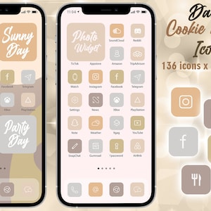 Cookie And Cream ios14 Icon Set | 136 icons x 6 styles | Beige Aesthetic |  Widget Smith | Quote and Photo Widgets | Customize Home Screen