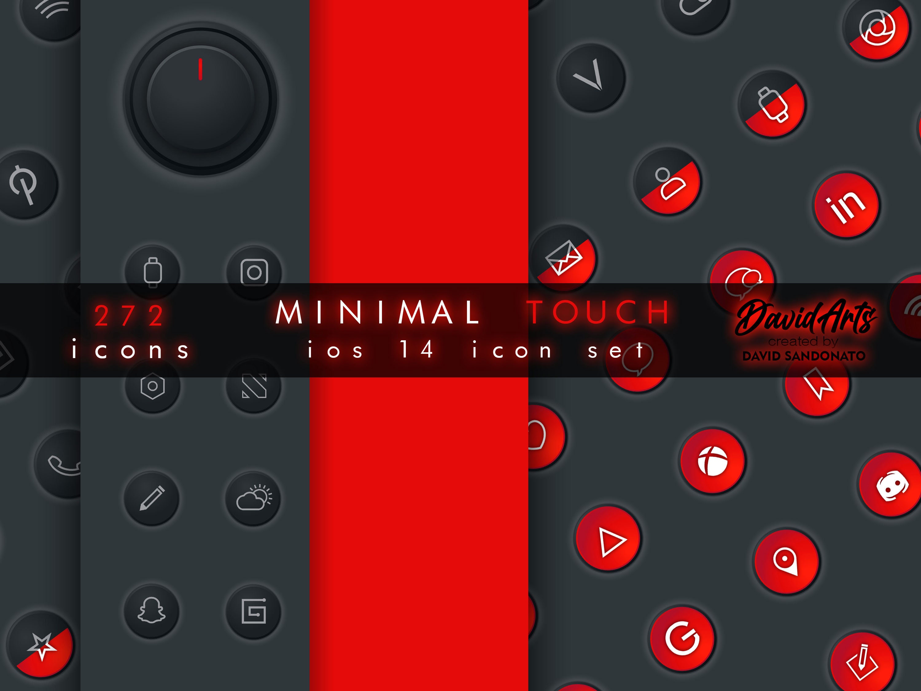 Ultra RED Minimal Touch Ios14 Icon Set 272 Icons and Backgrounds ...