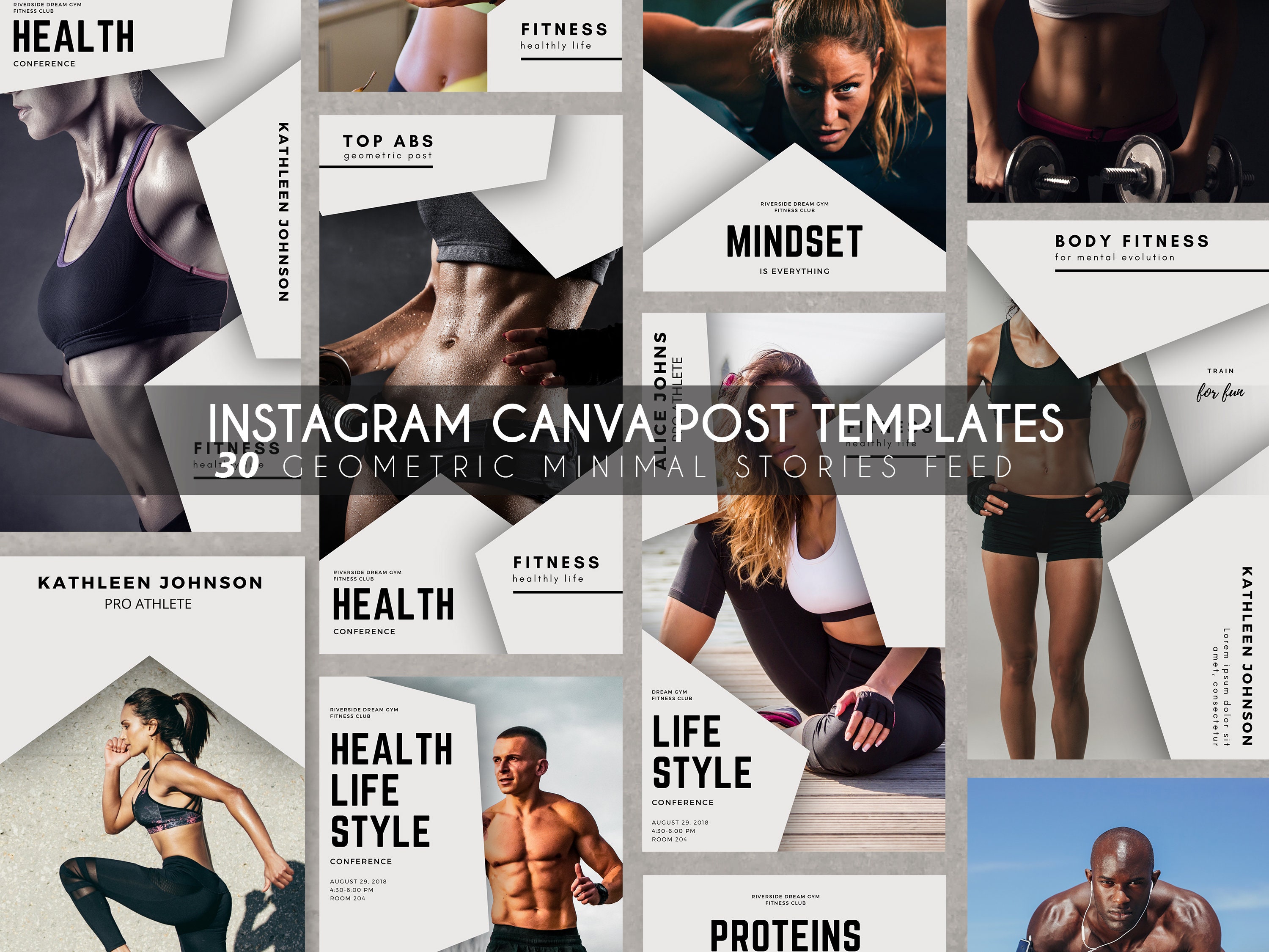 Minimal Fitness 30 Instagram Stories Canva Template for Etsy Ireland