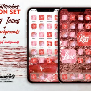 Red Ocean iOS14 Icon Set 544 Icons 4 different Styles | iPhone homescreen customization | Aesthetic | Widget Smith | Photo Widgets
