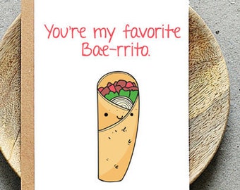 Carte instantanée Baerrito Burrito Valentine Pun préférée avec modèle d’enveloppe gratuit