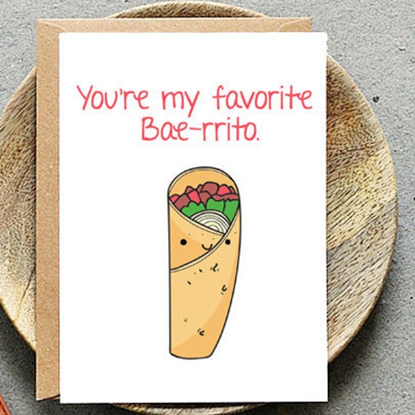 Favorite Baerrito Burrito Valentine Pun Instant Card With Free Envelope Template
