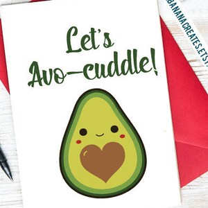 Let's AvoCuddle Avocado Thema Printable Card Met Gratis Envelop Template
