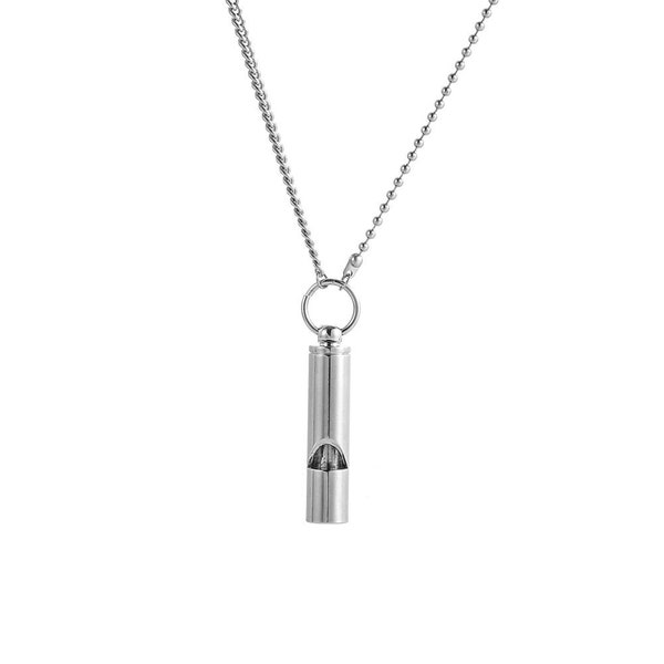 Silver Whistle Necklace, Safety Whistle, Very Loud, Runners Whistle, High Decibels, Stainless Steel Necklace, Hiking Whistle, Gift