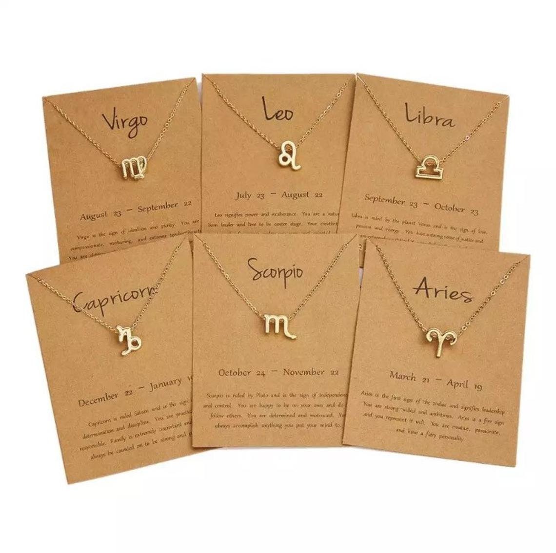 Zodiac Necklace / Astrology Healing Jewelry / Aries Capricorn Sagitta…