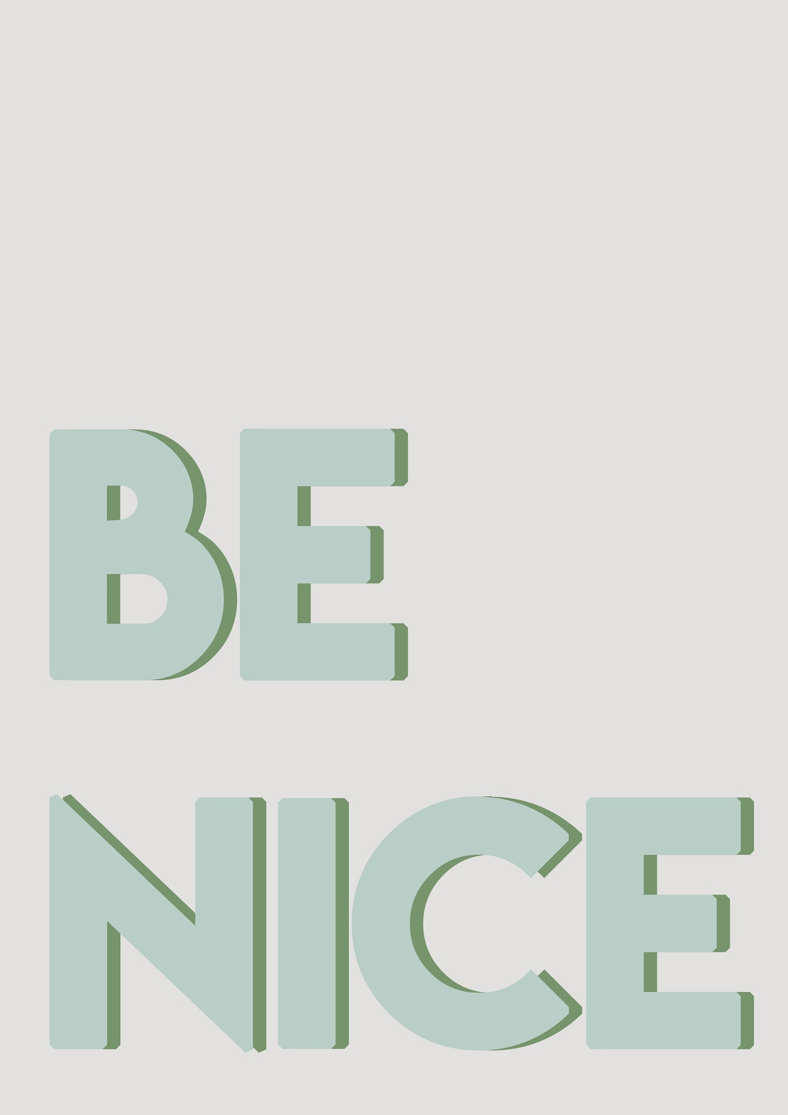 Be nice graphic quote print wall art home decor Etsy