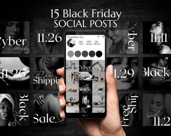 15 stämningsfulla Black Friday Instagram-grafik | Instagram-inlägg för hudvård | Instagram-grafik för kosmetika | Marknadsföring i sociala medier | Kosmetikgrafik