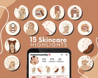 15 Instagram-höjdpunkter för hudvård | Instagram-inlägg för hälsosam hud | Grafik för sociala medier | Marknadsföring i sociala medier | Grafik för kosmetika